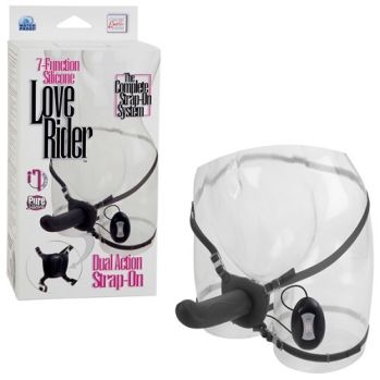 Страпон Love Rider Dual Acton Strap On на ремнях с вибрацией черный se-1499-15-3