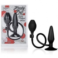 Анальная пробка средняя  с насосом Booty Call Booty Pumper - Medium Black из силикона черная  