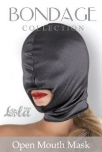 Чёрная шлем-маска Open Mouth Mask с вырезом для рта 