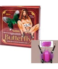Клиторальная бабочка на ремешках MINI BUTTERFLY VIB - LA VEN DER с вибрацией фиолетовая, 2K132LV