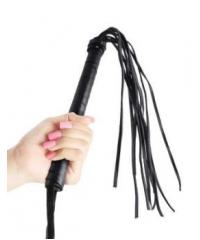 Чёрная кожаная плетка Cat O Nine Tails  46 см