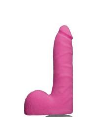 Розовый фаллоимитатор на присоске Revolution 7 Slim Realistic WBalls - 17,78 см.